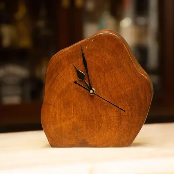 Asymmetrical Solid Wood Table Clock