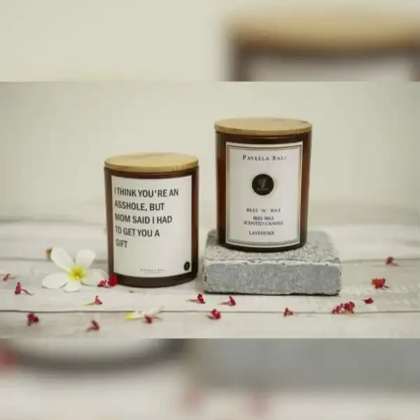 Beeswax Scented Candle With Quote - Lavender 2 (200 g)