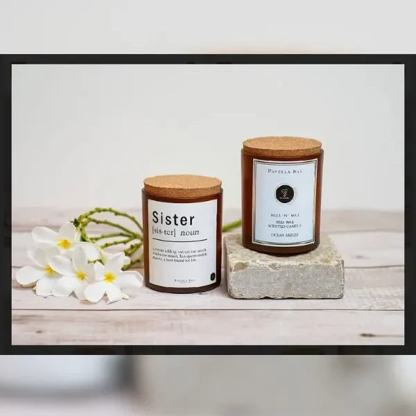 Beeswax Scented Candle With Quote - Ocean Breeze (200 g)