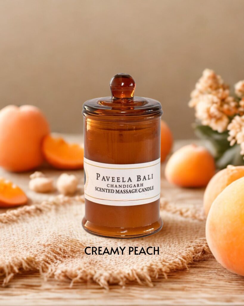 Creamy Peach-Scented Massage Candles