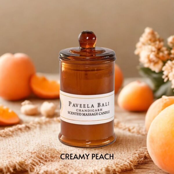 Creamy Peach-Scented Massage Candles