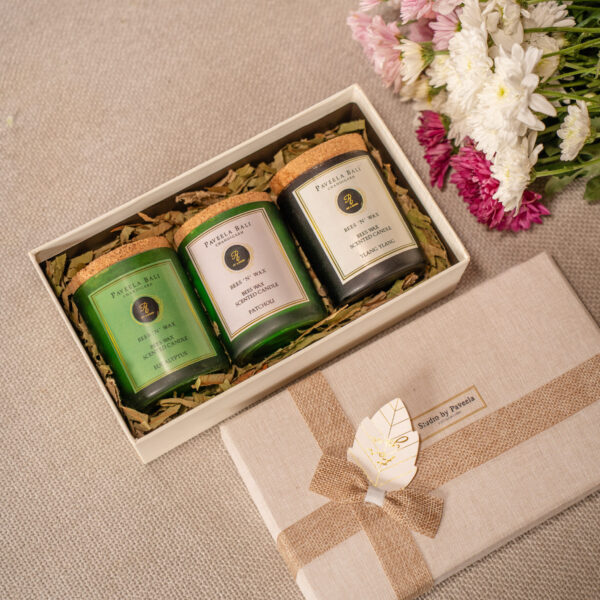 Pure Beeswax Candle Gift Box – Set of 3
