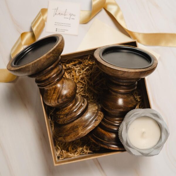 Handcrafted Mango Wood Candle Stand