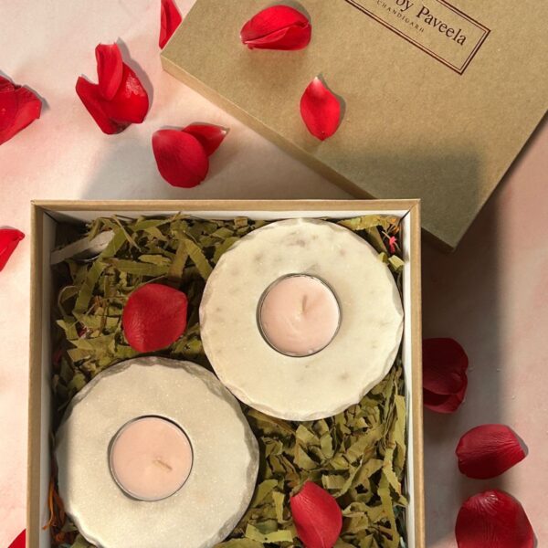Marble Tea Light Holders Gift Box