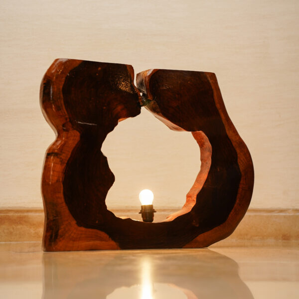 TimberGlow Live Edge Wooden Lamp – Artistic Rustic Table Lamp