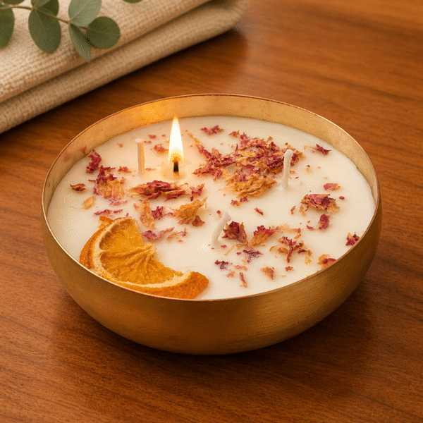 Hammered Orange Urli – 5 Inch Textured Decor Bowl