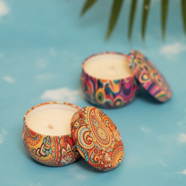 Scented Candle in Moroccan Design Tin Box – 60 gm @ ₹175 (Min. 25 pcs)