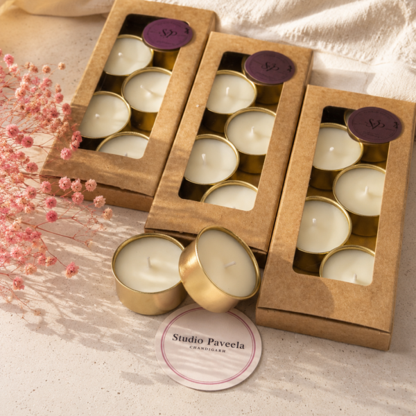Golden Scented Tealight Candle – Set of 10 (5 × 2 cm)