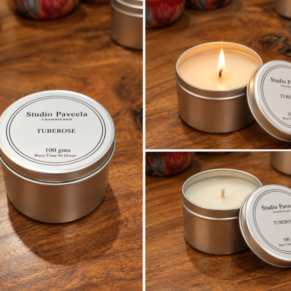 Tube Rose Pure Soy Wax Candles – Set of 2 (100g Each)