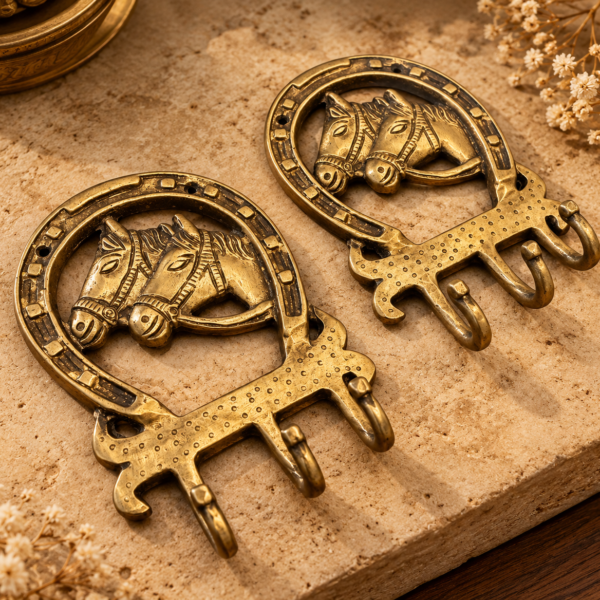 Antique Brass Horse Wall Hooks