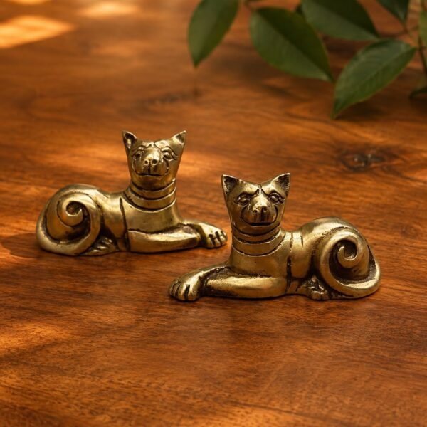 Brass Cat Figurine – Set of 2