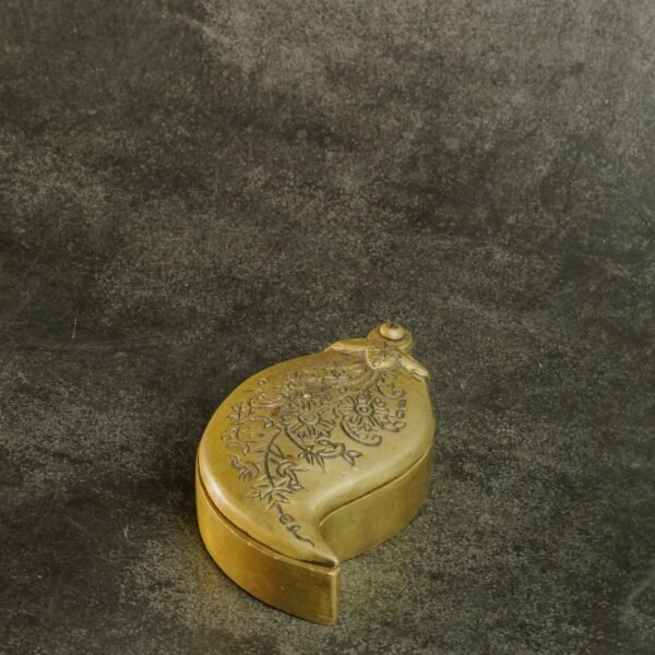 Brass Mango-Shaped Kumkum Box